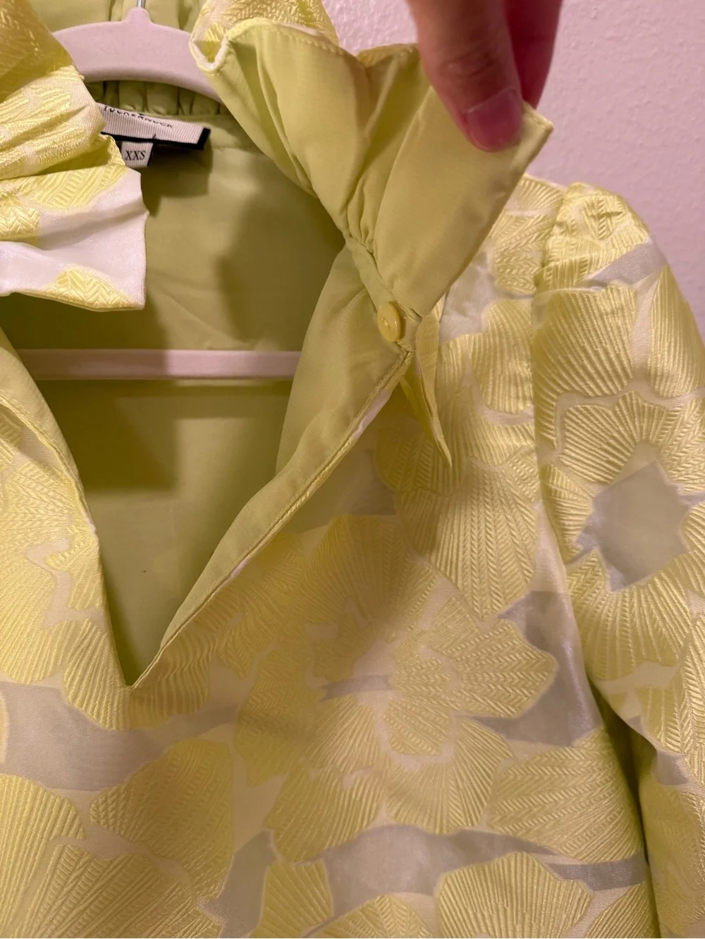 Tuckernuck Yellow Ruffle Collar Floral Blouse
